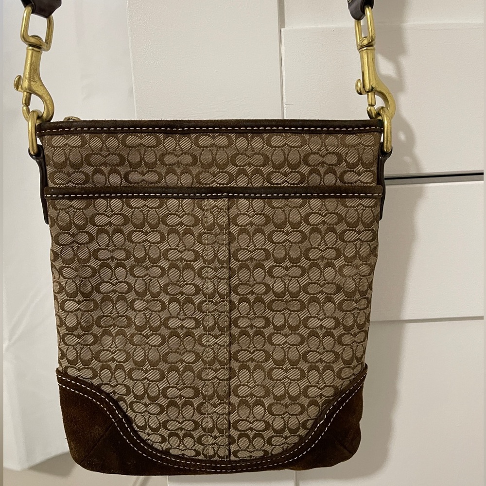 Vintage Coach Leather and Suede Chocolate Brown Crossbody